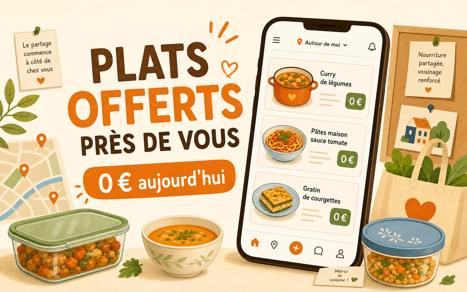 Plats offerts près de vous dans un quartier Yumo.