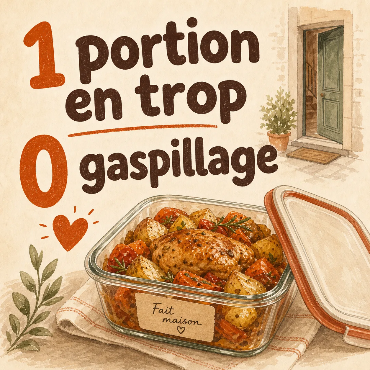 Affiche Solidaire par Yumo : une portion en trop, zéro gaspillage.