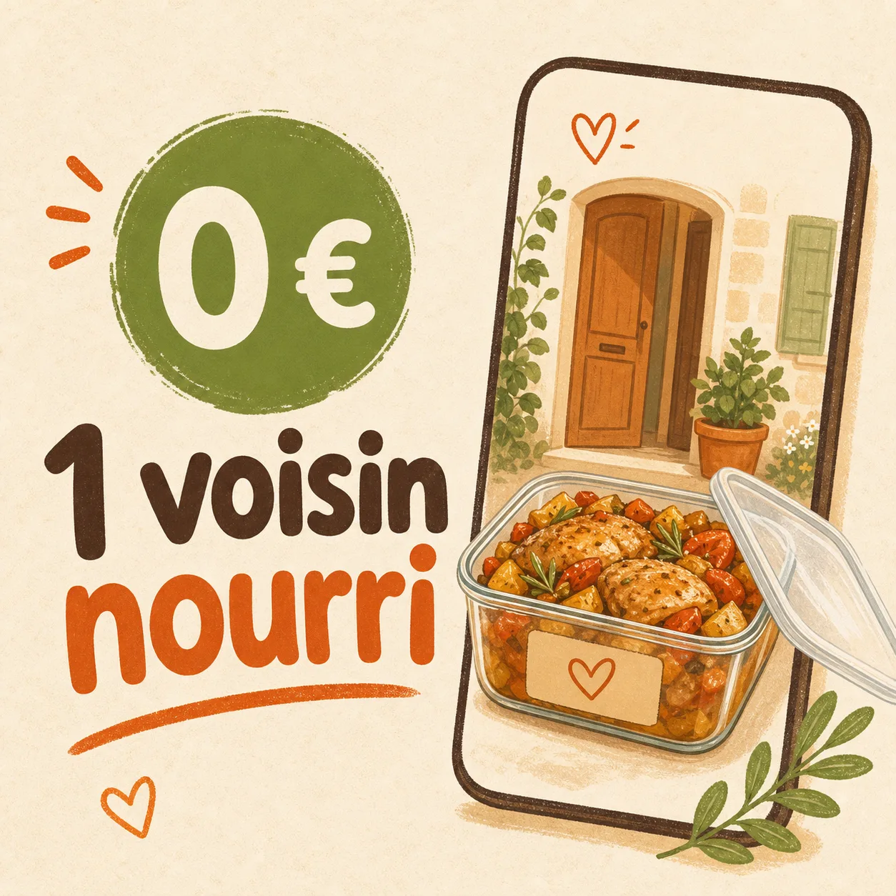 Affiche Solidaire par Yumo : un voisin nourri, zéro gaspillage.