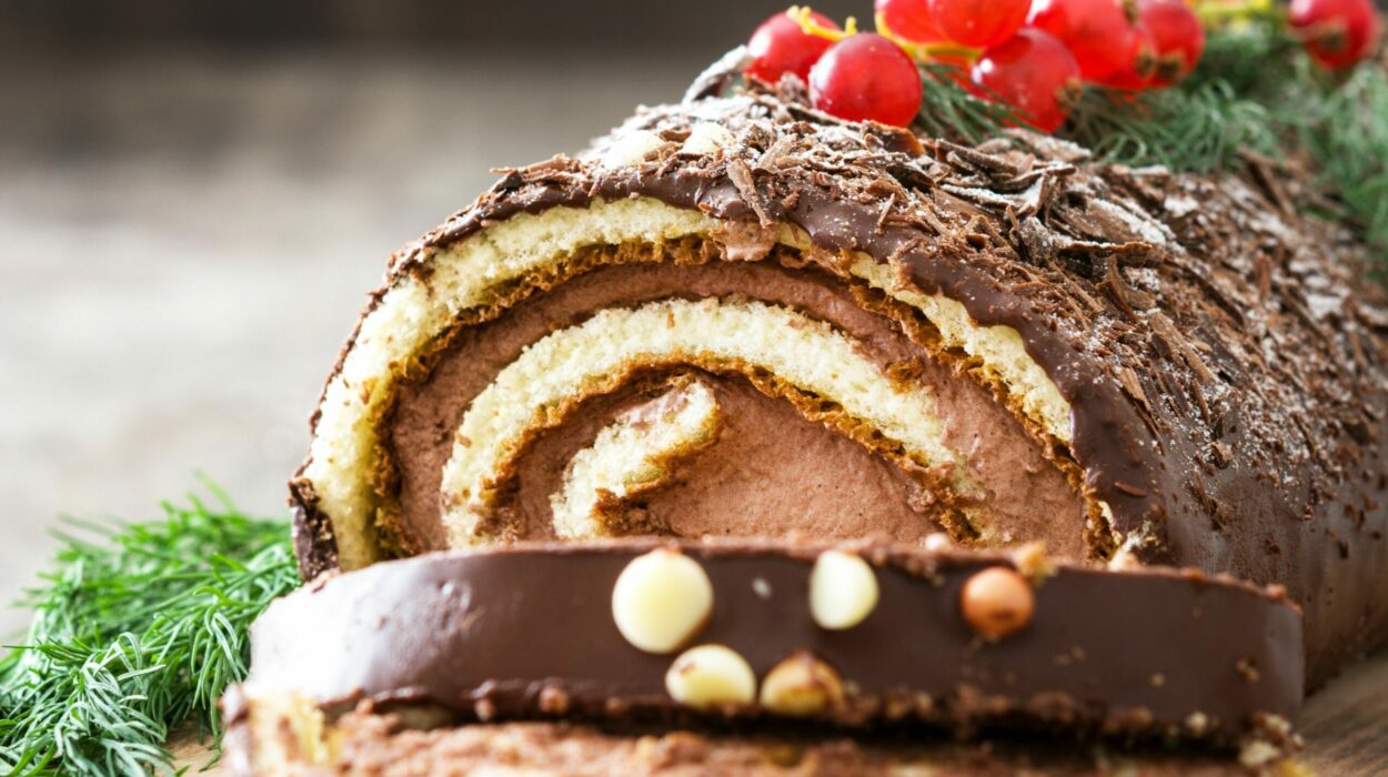 La bûche de noël au chocolat et aux noisettes
