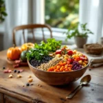 Buddah bowl d’automne riche en fibres