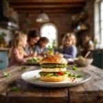 Burger halloumi, légumes grillés et pesto