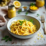 Pâtes linguine sauce citron et moutarde vegan