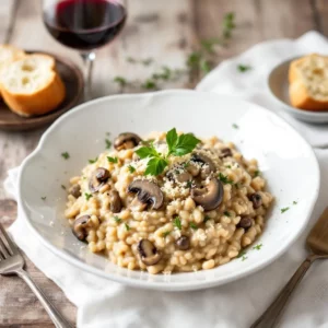 Risotto crémeux aux champignons végétal