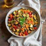Salade tiède de quinoa et légumes rôtis