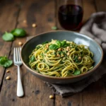 Spaghetti au pesto d’épinards vegan