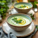 Soupe froide de concombre et menthe