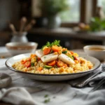 Couscous au poisson savoureux aux légumes de saison