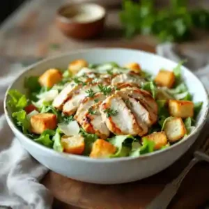 Salade César au Poulet Croustillant, Sauce Maison